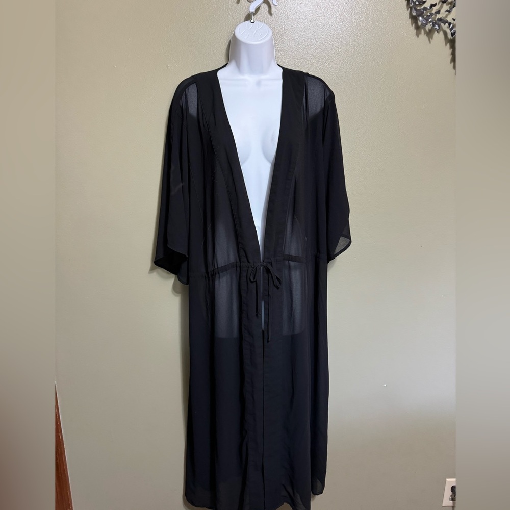 Lane Bryant Black Beauticurve Sheer Robe, Size 14/16
